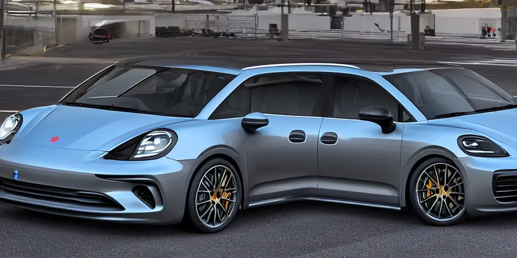 Image similar to “2021 Porsche Minivan, ultra realistic, 4K, high detail”