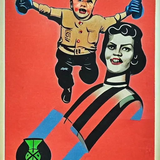 Image similar to man, woman, child, soviet propaganda style