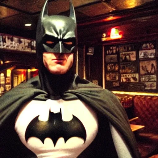 Prompt: batman drunken in a pub