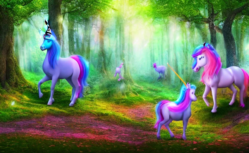 Prompt: magic forest, a lot of unicorns and pixies, real photo, 8 k resolution, photorealistic,