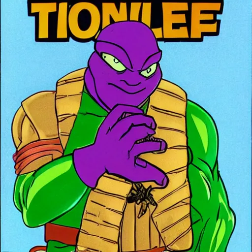 Image similar to donatello from the teenage mutant ninja turtles, 1 9 9 0 s, friendly