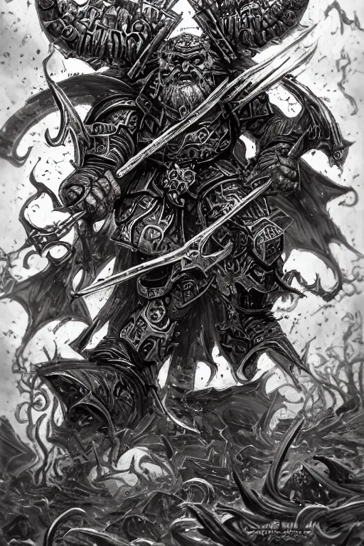 Image similar to chaos dwarf, fantasy, warhammer, highly detailed, digital art, sharp focus, trending on art station, kentaro miura manga art style