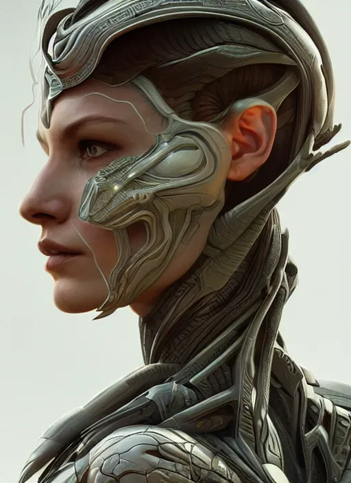 Image similar to symmetry!! portrait of snake alien in the style of horizon zero dawn, machine face, intricate, elegant, highly detailed, digital painting, artstation, concept art, smooth, sharp focus, illustration, art by artgerm and greg rutkowski and alphonse mucha, 8 k