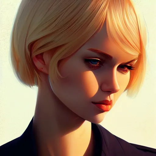 Prompt: a portrait of a beautiful blonde model, art by ilya kuvshinov and wlop and artgerm and josan gonzalez, digital art, highly detailed, intricate, sharp focus, trending on artstation hq, deviantart, pinterest, unreal engine 5, 4 k uhd image