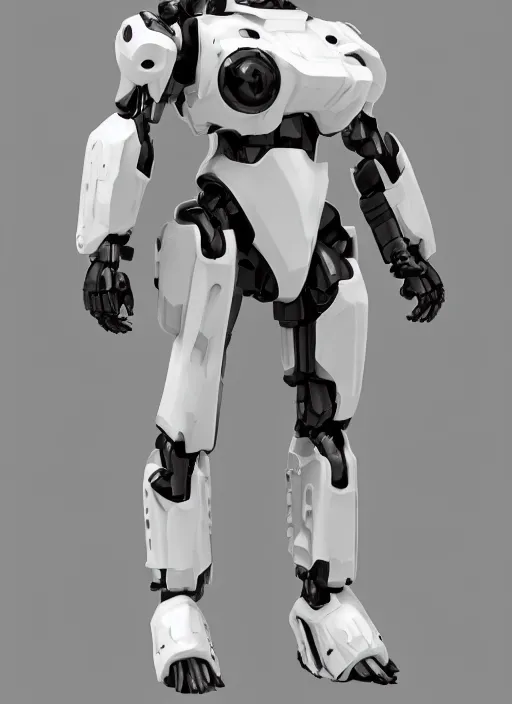 Image similar to minimalistic mecha panda android, pure white, naturel, hyper detailed, digital art, trending in artstation, cinematic lighting, studio quality, smooth render, unreal engine 5 rendered, octane rendered, art style by klimt and nixeu and ian sprigger and wlop and krenz cushart