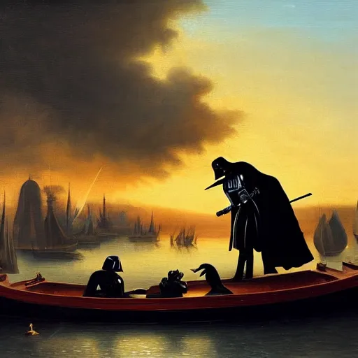 dutch master style oil painting of darth vader and Stable Diffusion