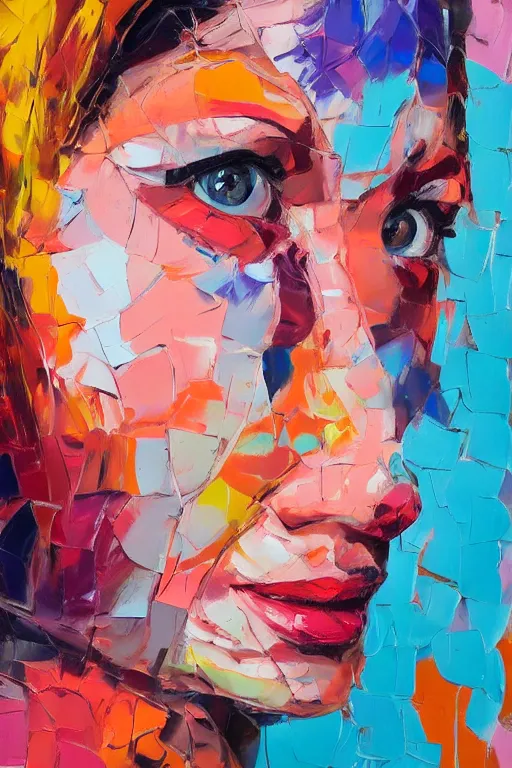 Prompt: highly detailed palette knife oil painting of a woman in the style of Francoise Nielly