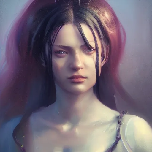 Image similar to a beautiful portrait of a female huggy wuggy from poppy playtime video game, full body, oil painting, Greg Rutkowski, Charlie Bowater, Beeple, unreal 5, DAZ, hyperrealistic, octane render, RPG portrait, dynamic lighting, fantasy art, beautiful face