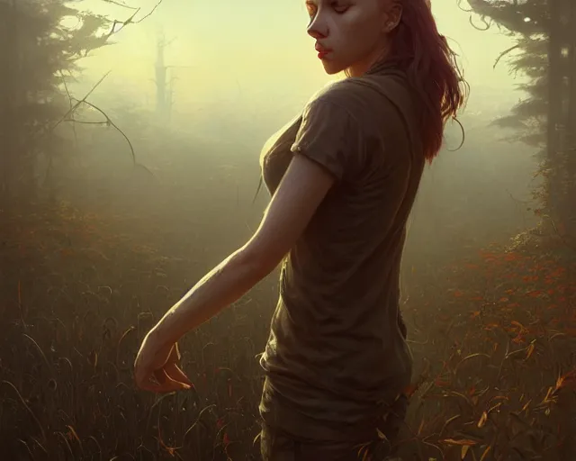 Prompt: highly detailed portrait of scarlett johansson, in the walking dead, stephen bliss, unreal engine, fantasy art by greg rutkowski, loish, rhads, ferdinand knab, makoto shinkai and lois van baarle, ilya kuvshinov, rossdraws, tom bagshaw, global illumination, radiant light, detailed and intricate environment