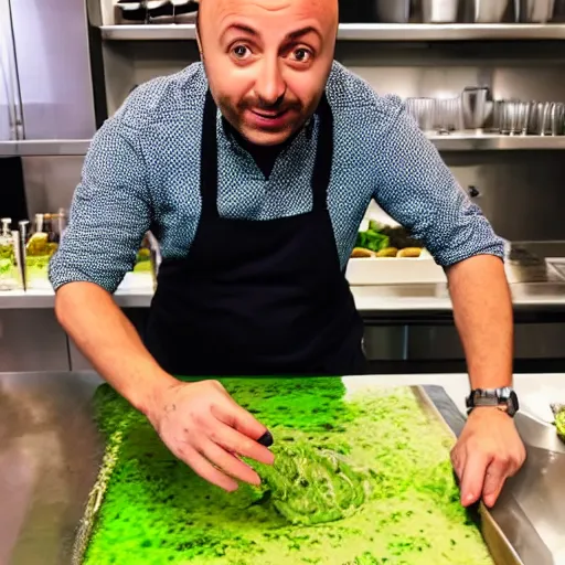 Image similar to joe bastianich eating green slime