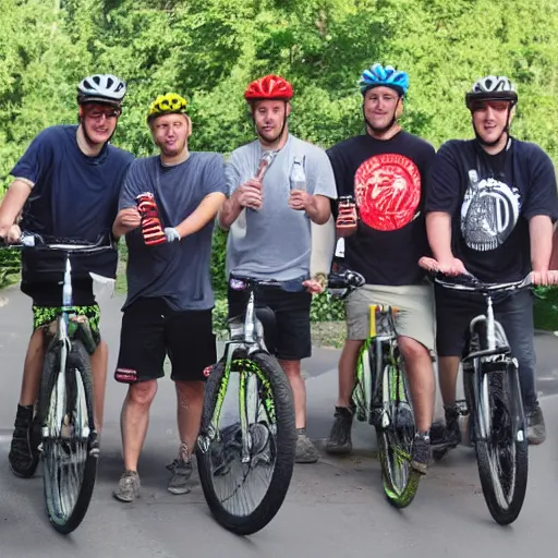 Image similar to bicycle crew with large beers in hand