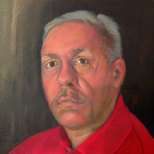 Prompt: bob burrough self portrait. Oil on canvas.