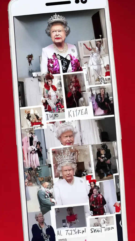 Image similar to queen elizabeth tiktok live stream screenshot