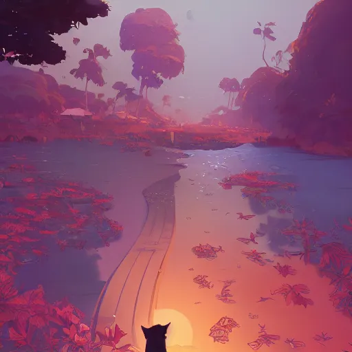 Image similar to cat in the paradise of cats, art gta 5 cover, official fanart behance hd artstation by jesper ejsing, by rhads, makoto shinkai and lois van baarle, ilya kuvshinov, ossdraws, by feng zhu and loish and laurie greasley, victo ngai, andreas rocha, john harris