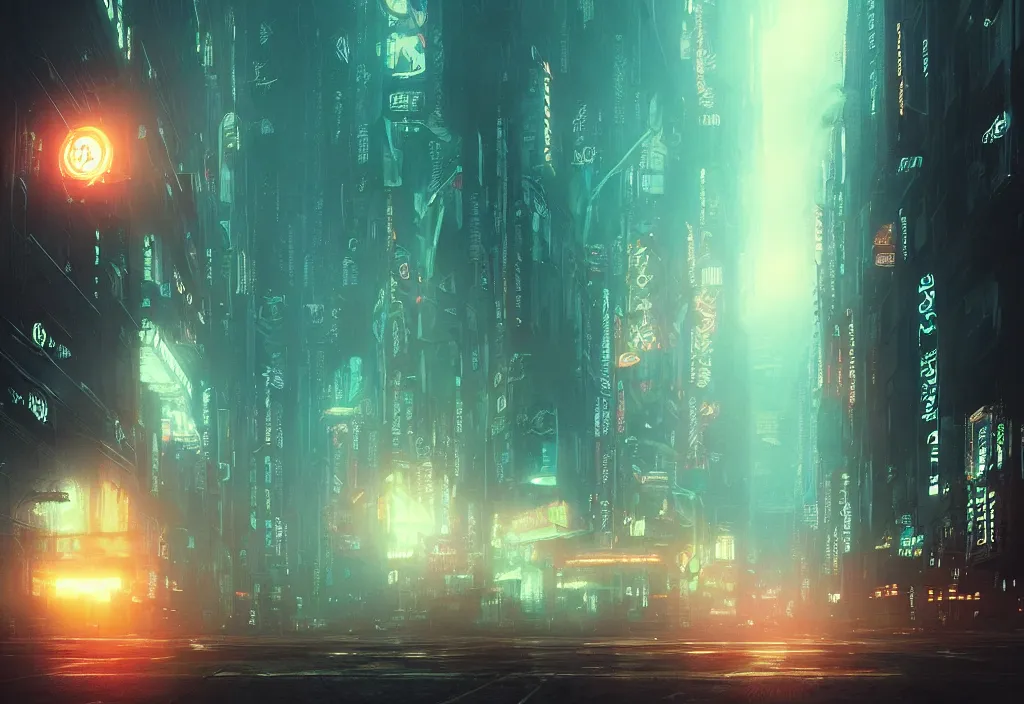 Image similar to a dramatic epic ethereal stunning beautiful and insanely detailed matte painting of a Blade Runner movie still, lens flares, atmospheric and vaporwave composition, digital art by Kilian Eng and Simon Stalenhag, winning-award masterpiece, fantastic, octane render, 8K HD Resolution, High quality image