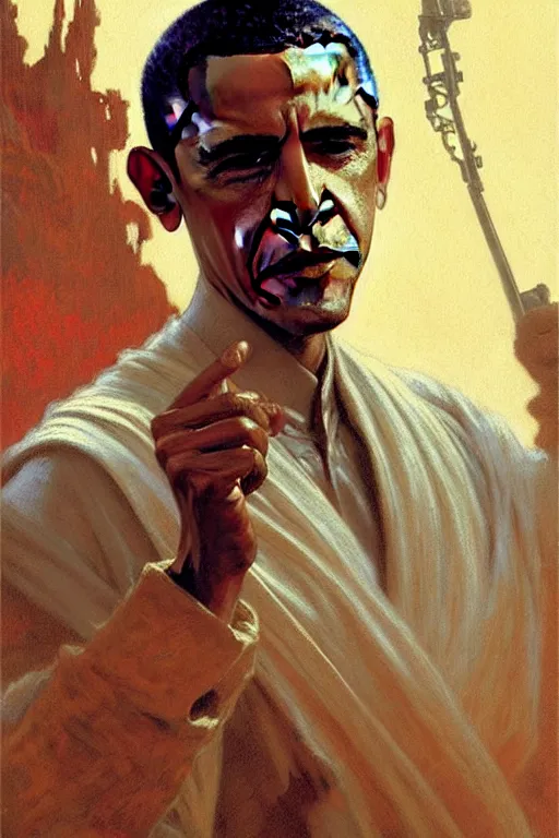 Image similar to barack obama as a attractive man, star wars, painting by gaston bussiere, craig mullins, greg rutkowski, alphonse mucha