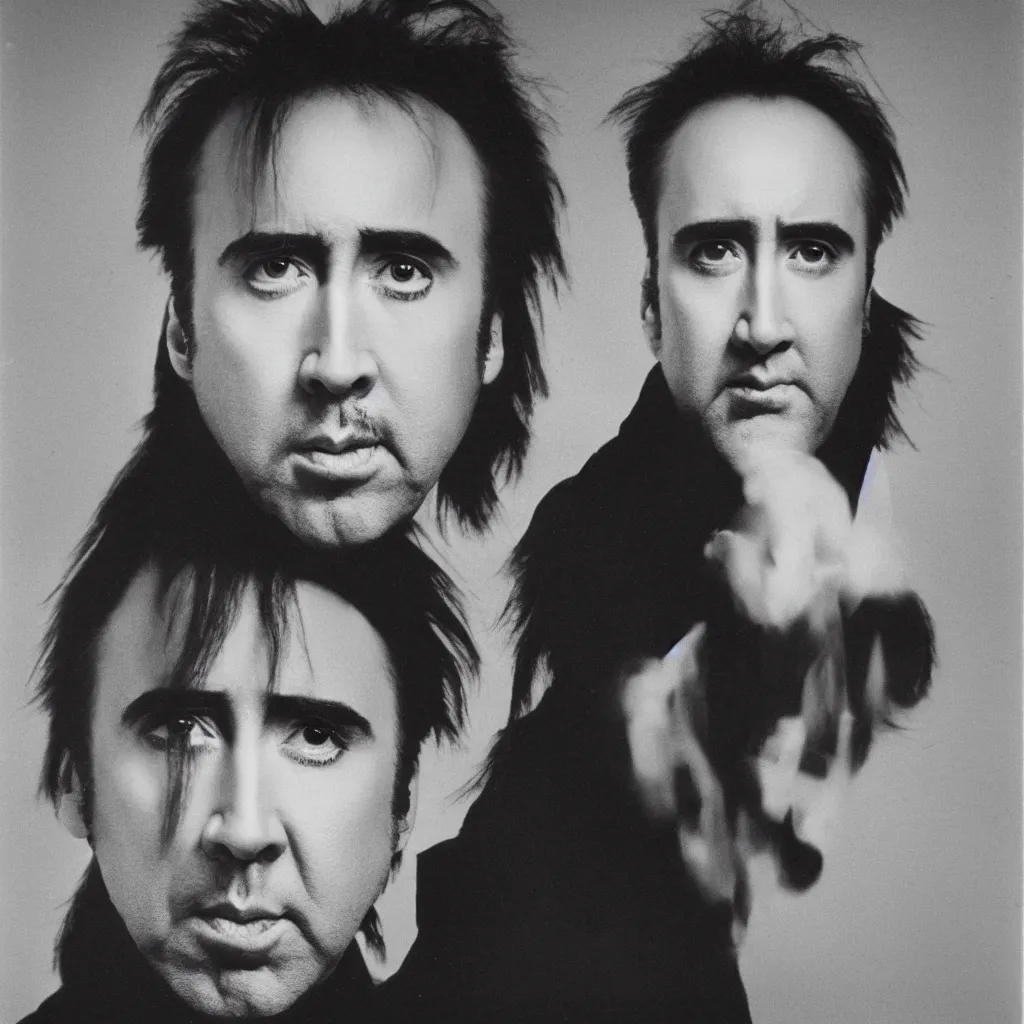 Image similar to nicolas cage headshot 1 9 8 3 photogram