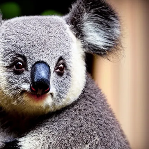 Image similar to a poala. a mix between a koala and a panda. cute photograph. f / 1 6, 3 5 mm, award - winning photography, soft lighting