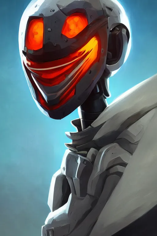 Image similar to epic mask helmet robot ninja portrait stylized as fornite style game design fanart by concept artist gervasio canda, behance hd by jesper ejsing, by rhads, makoto shinkai and lois van baarle, ilya kuvshinov, rossdraws global illumination radiating a glowing aura global illumination ray tracing hdr render in unreal engine 5