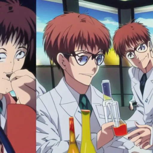 Image similar to evangelion - 0 1 doing chemical experiment