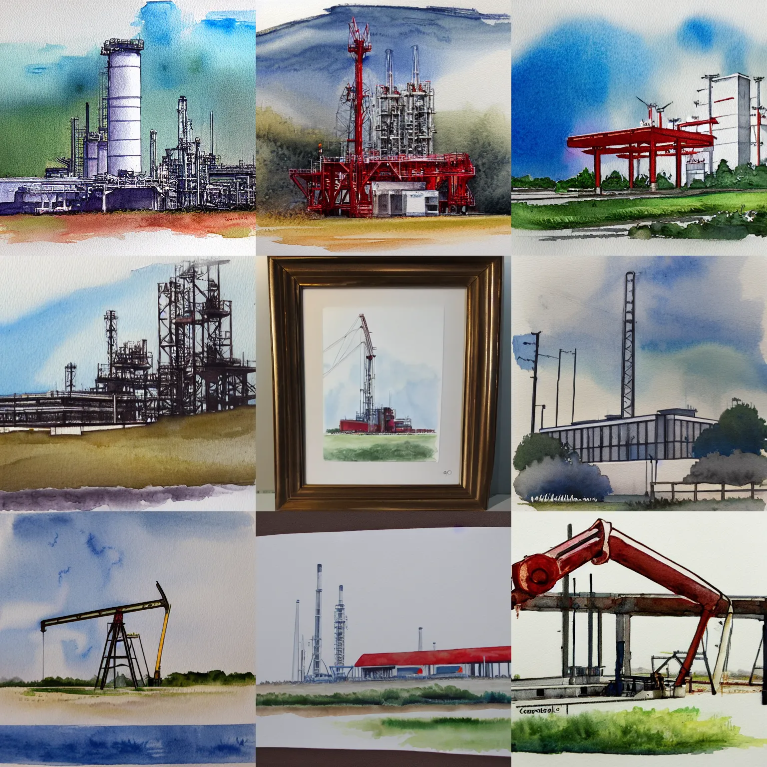Prompt: Simple watercolor painting of ConocoPhillips,