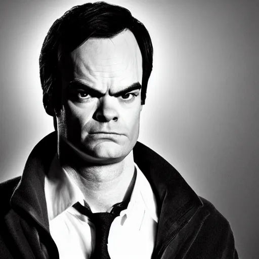 Prompt: Bill Hader as the Incredible Hulk, symmetrical, scowling, studio lighting, depth of field, photography, black and white, highly detailed