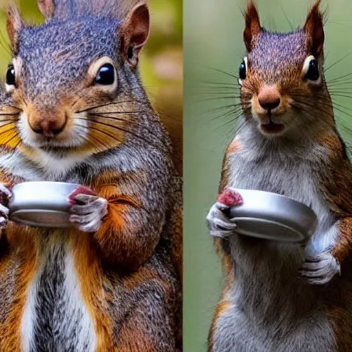 Image similar to an environmental portrait of squirrels dressed as Sherlock Holmes and Watson