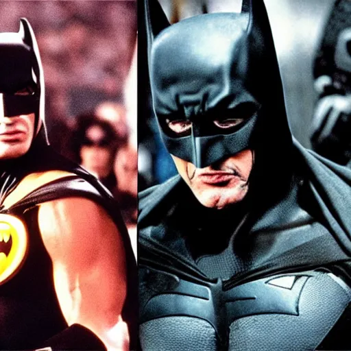 Prompt: Sylvester Stallone as Batman, photo