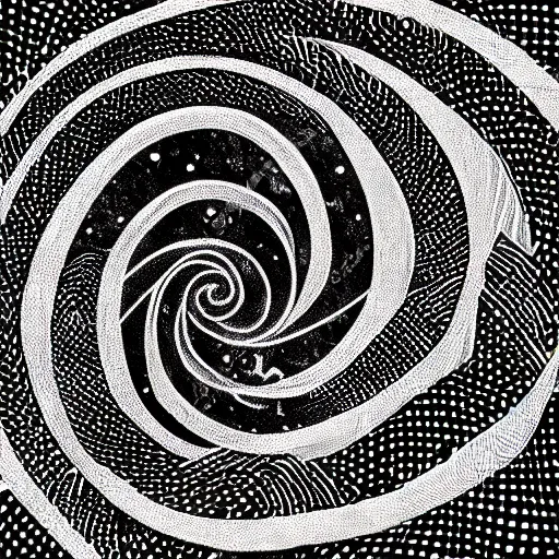 Prompt: black and white illustration creative design, spiral galaxy