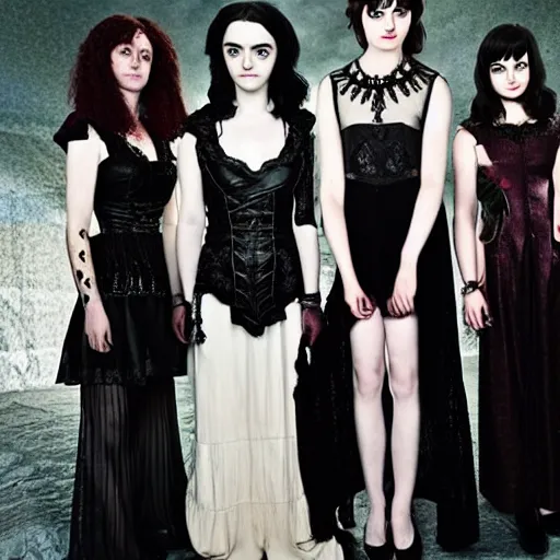 Image similar to beautiful gothic portrait of Maisie Williams, Krysten Ritter, Anne Hathaway and Natalia Dwyer Christina Ricci and Lily Collins