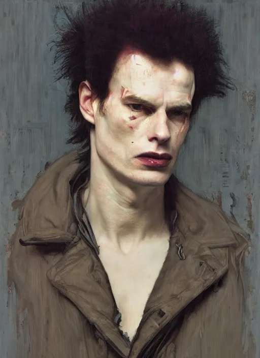 Image similar to sid vicious by jeremy lipking egon schiele gottfried helnwein