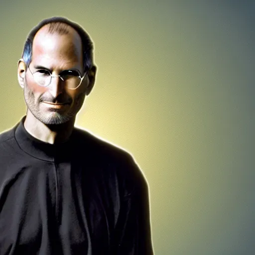 Image similar to concept art of Steve Jobs, middle finger