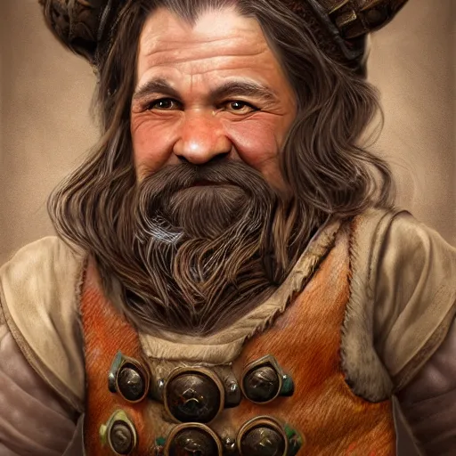 Image similar to Intricate five star Dwarf Tavern Keeper portrait by Monica Lee, Colored pencil on paper, high detail, skin texture, photo realistic, hyperrealism,matte finish, high contrast, 3d depth, masterpiece, vivid colors, artstationhd