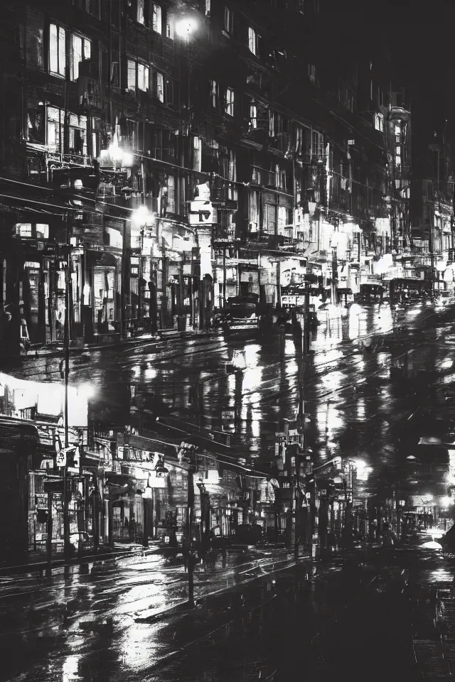 Image similar to city late at night under rain, dark