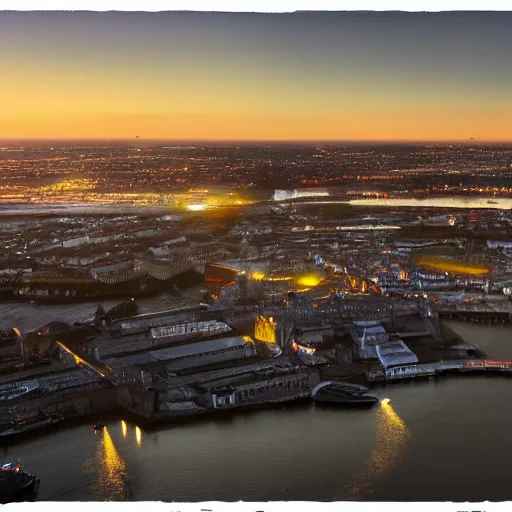 Prompt: painting of southampton uk, 4 k, cinematic, lens flare