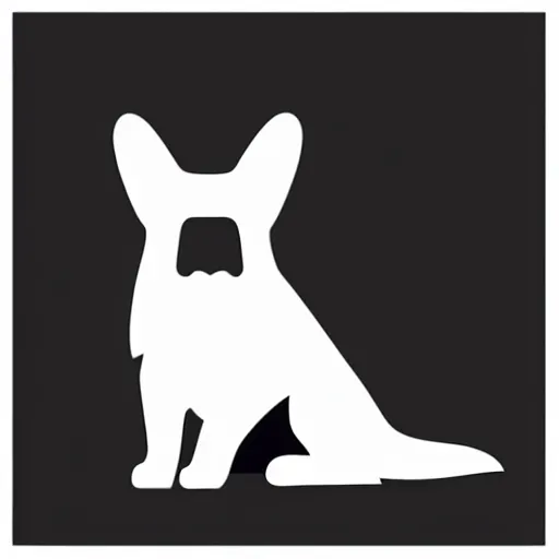 Image similar to flat single tone black vector silhouette of a dog, pure white background, 4 k resolution