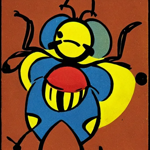 Image similar to 1930s technicolor russia. cartoon about a bee