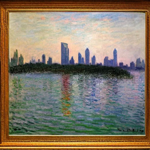 Prompt: the singapoore skyline painted by claude monet