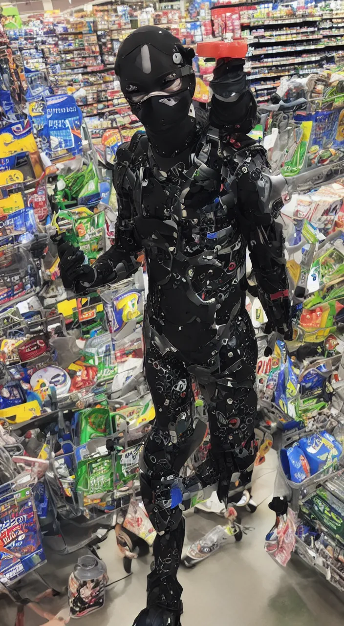 Image similar to cyborg ninja in walmart