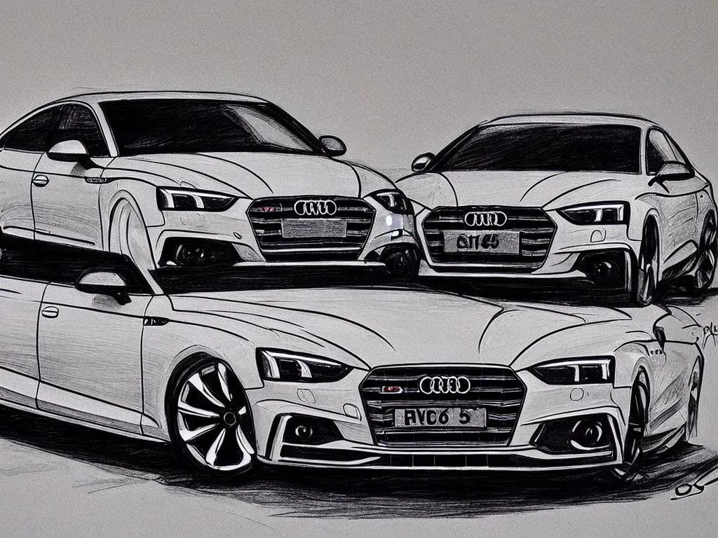 Image similar to a hand - drawn sketch of an audi s 5 sportback.