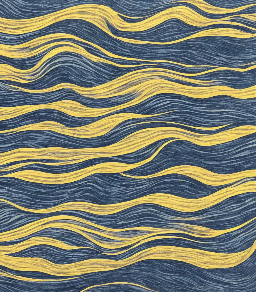 Prompt: a beautiful painting of symmetric waves on the coast, lineart, charcoal sketch, extremely fine finish, high detail, simple style, golden acrylic highlights