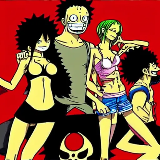 Prompt: Rage Against the Machine in the style of One Piece