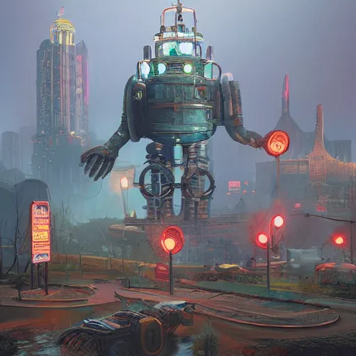 Image similar to bioshock, style of simon stalenhag