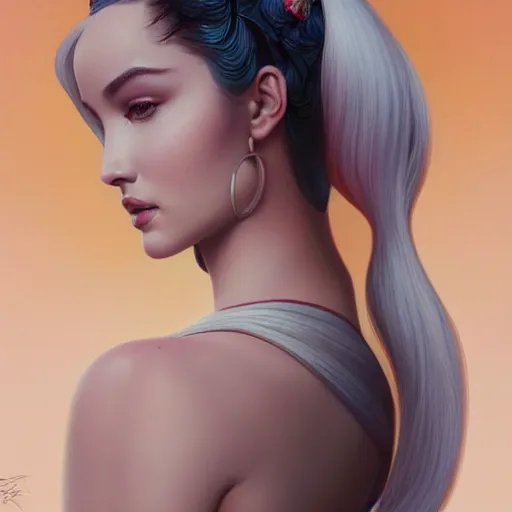 Prompt: tom bagshaw, very beautiful genetic mix of dove cameron madison beer bella poarch in a prietress dress, randomly lustrous colored hair, professionally retouched, focus eyes, ultra realistic soft painting, insanely detailed linework, symmetrical accurate intricate features, behance artstation, 8 k