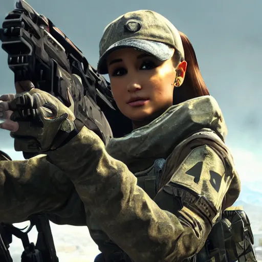 Image similar to Ariana Grande in Call of Duty, 4k