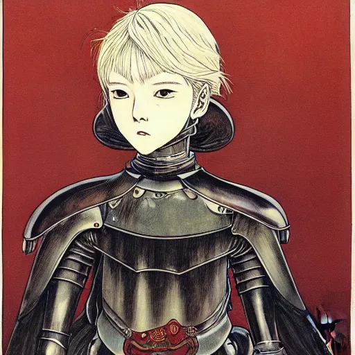 Image similar to prompt : portrait of knight painted in miyazaki color style drawn by katsuhiro otomo and takato yamamoto, inspired by fables, china doll face, smooth face feature, intricate oil painting, high detail, sharp high detail, manga and anime 2 0 0 0