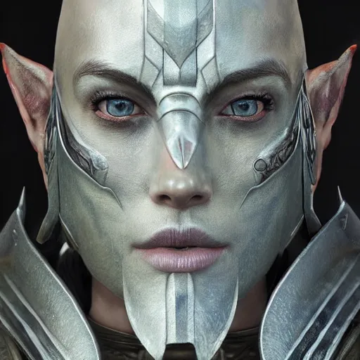 Image similar to hyperrealistic mixed media image of daedra armor skyrim, stunning 3 d render inspired art by greg rutkowski and xiang duan and thomas eakes, perfect facial symmetry, flesh texture, realistic, highly detailed attributes and atmosphere, dim volumetric cinematic lighting, 8 k octane detailed render, post - processing, masterpiece,