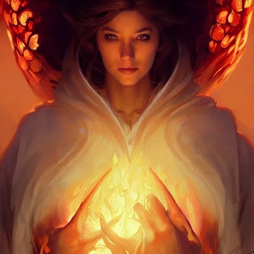 Prompt: fire shaped like a human, highly detailed, digital painting, artstation, concept art, wallpaper, smooth, sharp focus, illustration, art by artgerm and greg rutkowski and alphonse mucha