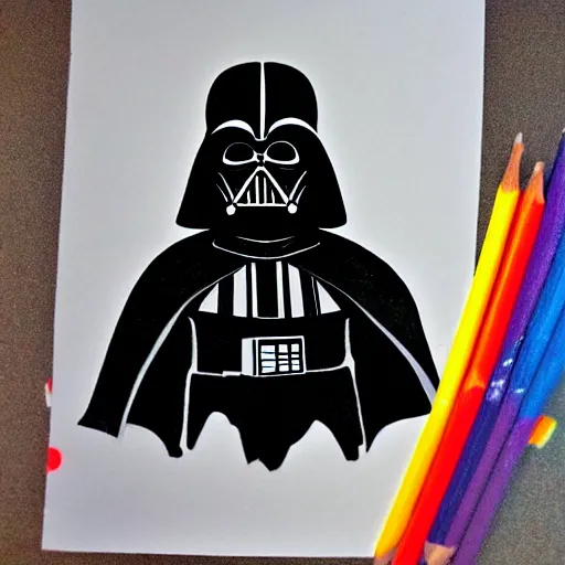 Prompt: Dath Vader kids drawing