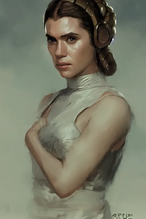 Image similar to candid portrait of henry cavill as princess leia by greg rutkowski